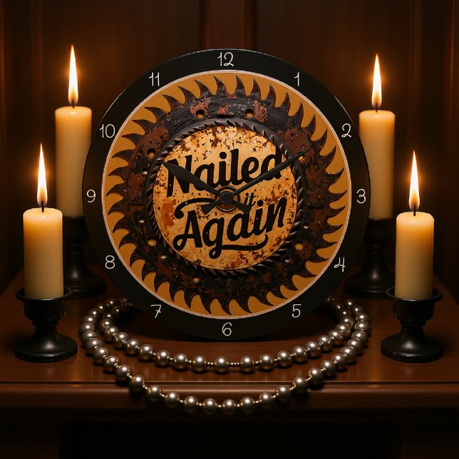 Nailed It Again Sägeblattuhr Orange Basis Große Wanduhr (Von Creator hochgeladen)
