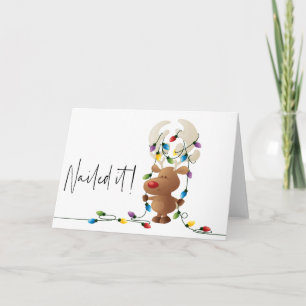 Nailed it, Moose Tangled Lights Christmas Card Einladung