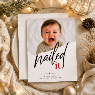 Nailed It zerrissenes Papier lustige Baby-Weihnach Feiertagskarte