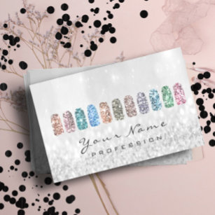 Nails Art Glitzer Metallic Glam Pink Silver Grau Visitenkarte