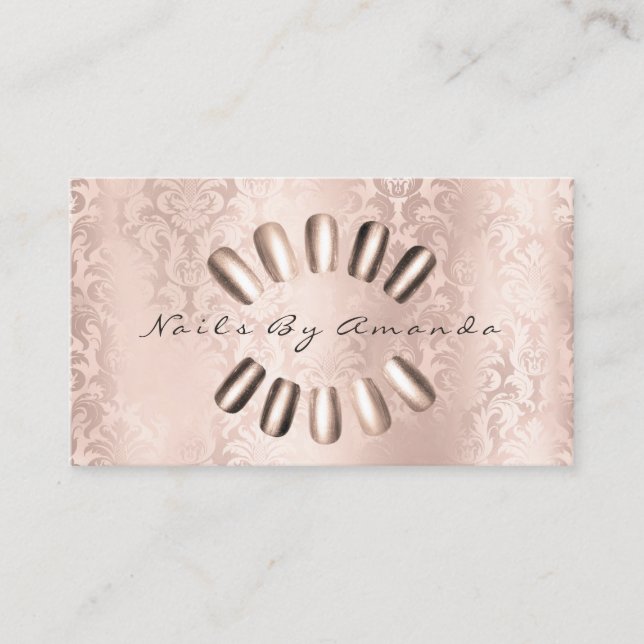 Nails Artist Makeup Damask Rose Ernennung Terminkarte (Vorderseite)