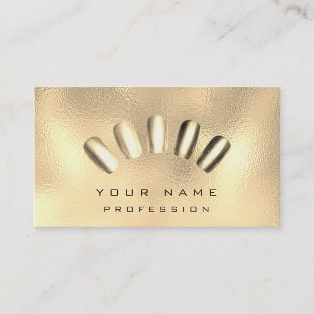 Nails Artist Manicure Glam Champagne Glass Metal Visitenkarte (Vorderseite)