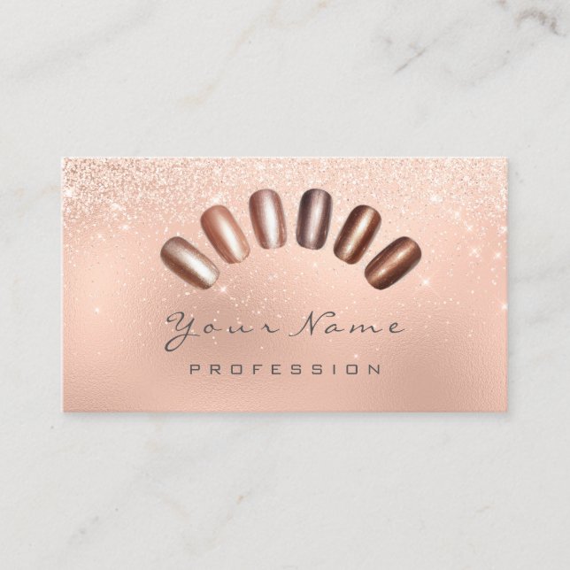 Nails Artist Pink Peak Rose Gold Glitzer Bronze Visitenkarte (Vorderseite)