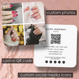 Nails Beauty Salon Nail Artist 4 Fotos QR Code Quadratische Visitenkarte