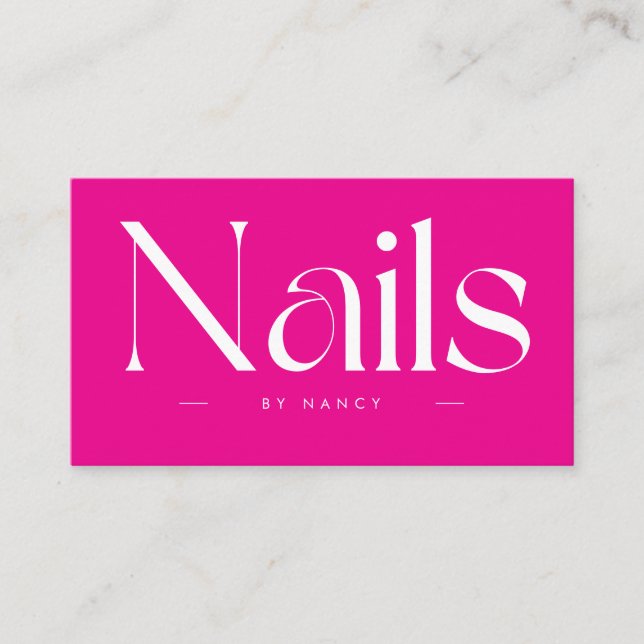 Nails Bold Typografy Hot Pink Business Card Visitenkarte (Vorderseite)