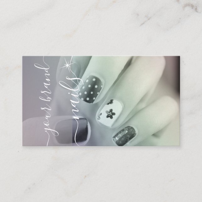 Nails Foto Template Kalligraphie Signature Elegant Visitenkarte (Vorderseite)