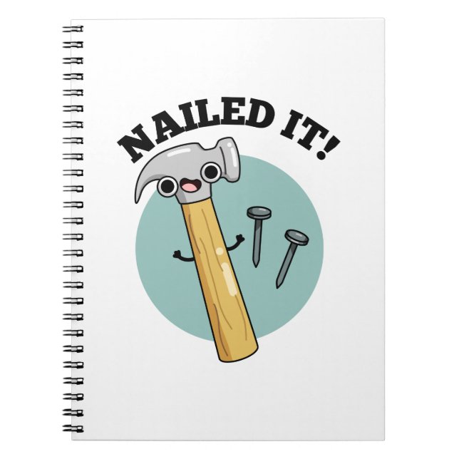 Nails It Funny Hammer Nail Puff Notizblock (Vorderseite)