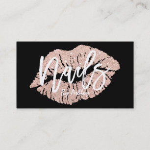 Nails Künstler Rose Gold Glitzer Lips Typografie Visitenkarte