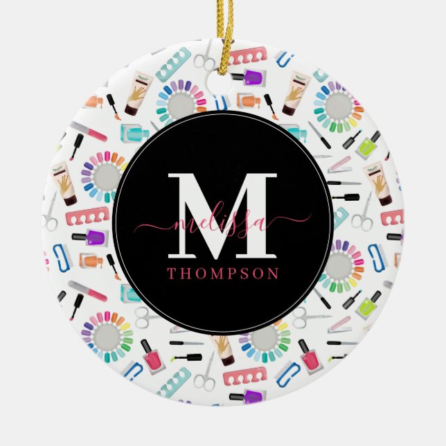Nails Manicure Pedicure Beauty Salon Monogram Keramik Ornament (Vorne)