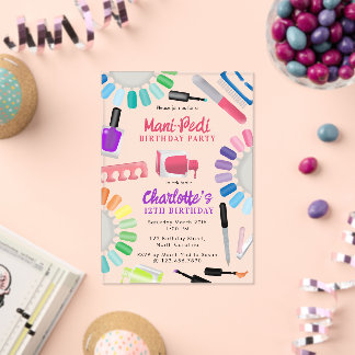 Nails Manicure Pedicure Mani Pedi Girls Birthday Acryleinladungen