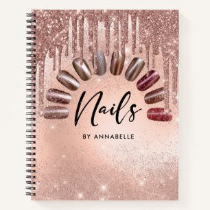 Nails Moderne Rose Gold Glitzer Tropfen Termine Notizbuch