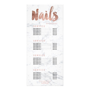 Nails Preisliste für moderne Goldtypografie Werbekarte