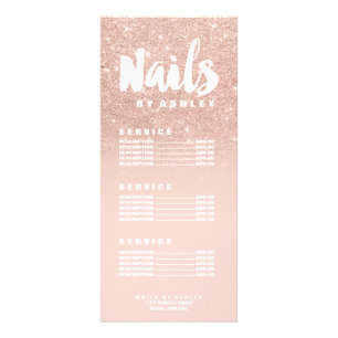 Nails - Preisliste für moderne Typografie - Rose Werbekarte