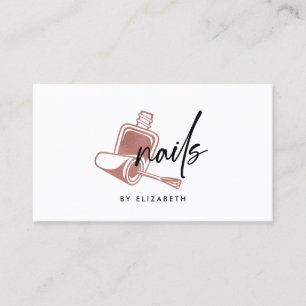 Nails Rose Gold & Black Business Card Visitenkarte