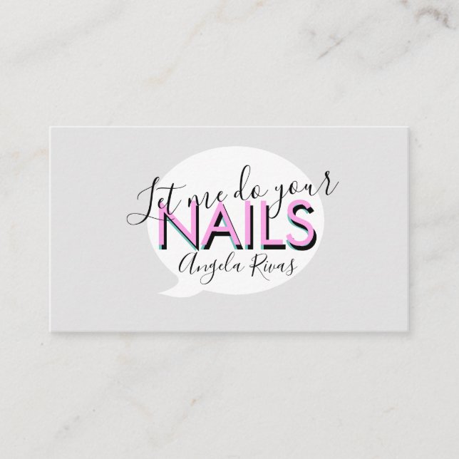 Nails Salon Quote Pink Business Card Visitenkarte (Vorderseite)