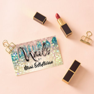 Nails Studio Artist Acrylic Tropfen Glitzer Hologr Visitenkarte