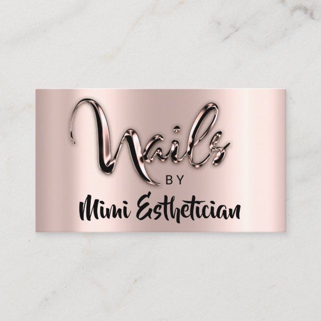 Nails Studio Artist Nails Script Logo Rose Metalik Visitenkarte (Vorderseite)