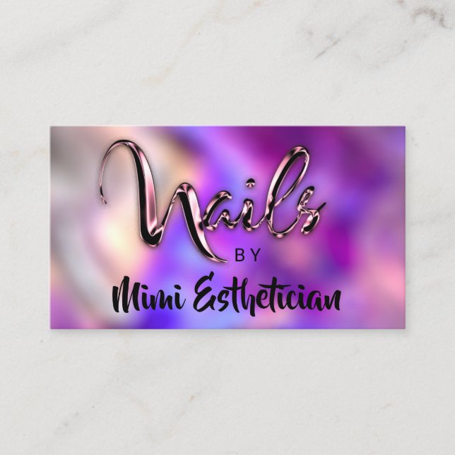 Nails Studio Artist Nails Script Logo Violet Rose Visitenkarte (Vorderseite)