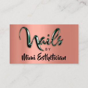 Nails Studio Artist NailsScript Logo Rose Grüne Visitenkarte