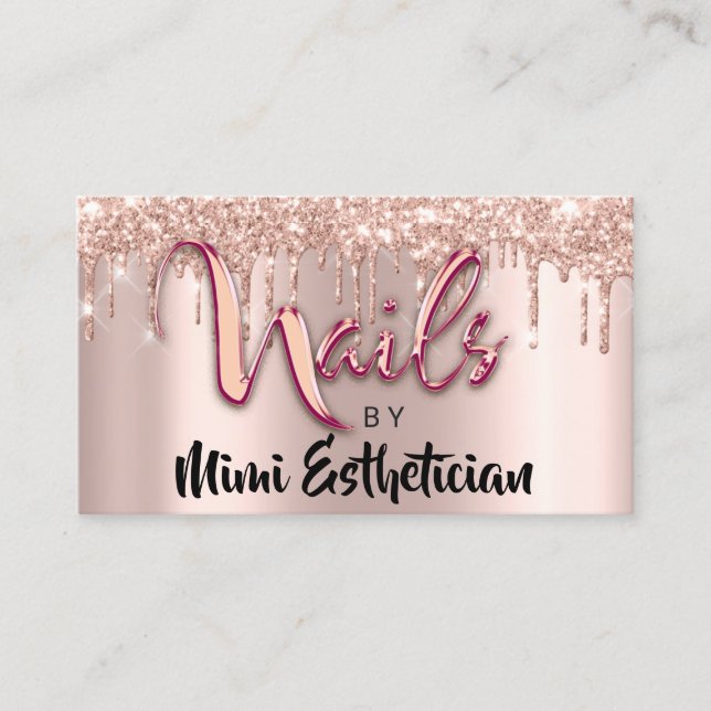 Nails Studio Artist Tropfens Glitzer Rose Gold Visitenkarte (Vorderseite)