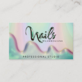 Nails Studio Logo Holograph QR Code Aquamarin Fog Visitenkarte
