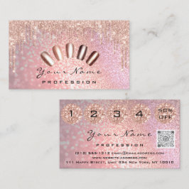 Nails Studio Tropfen Glitzer Manicure QR Code WELL Visitenkarte