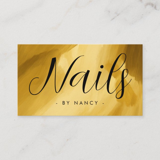 Nails Typografie Gold Pinselstriche Business Visitenkarte (Vorderseite)