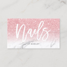 Nails Typografie rosa Glitzer Marmor Visitenkarte