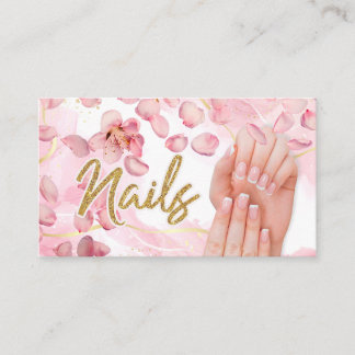 Nails Visitenkarten Manicure Minimalistisch Pink Visitenkarte