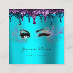 Nails Wachs Eyelash Depilation Blau Türkis Quadratische Visitenkarte