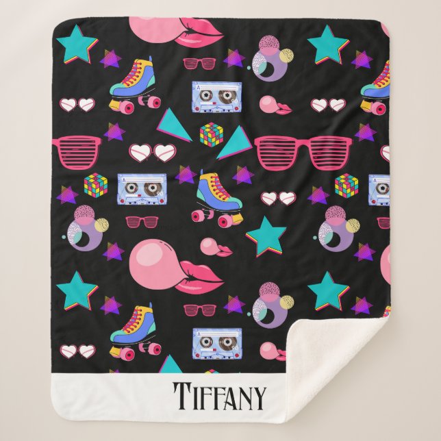 Naipes Retro black 80s Costume Vibrant culture pop Sherpadecke (Vorderseite)