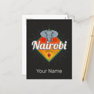 Nairobi Hauptstadt Kenia Elefant Vintage Afrika Feiertagspostkarte