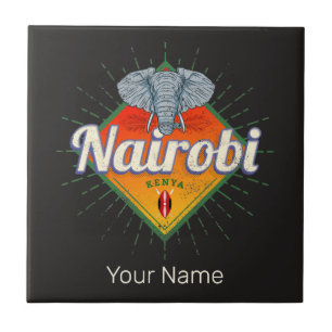 Nairobi Hauptstadt Kenia Elefant Vintage Afrika Fliese