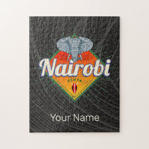Nairobi Hauptstadt Kenia Elefant Vintage Afrika Puzzle
