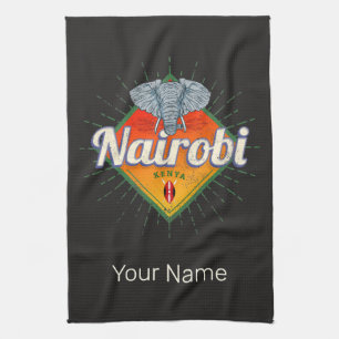 Nairobi Hauptstadt Kenya Elephant Vintages Afrika Geschirrtuch