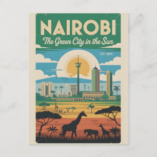 Nairobi Kenia Retro-Reiseplakat-Kunst Feiertagspostkarte