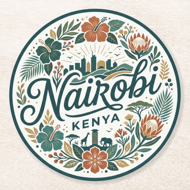 Nairobi Kenia Runder Pappuntersetzer (Vorderseite)