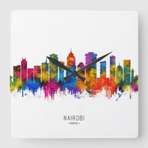 Nairobi Kenia Skyline Quadratische Wanduhr