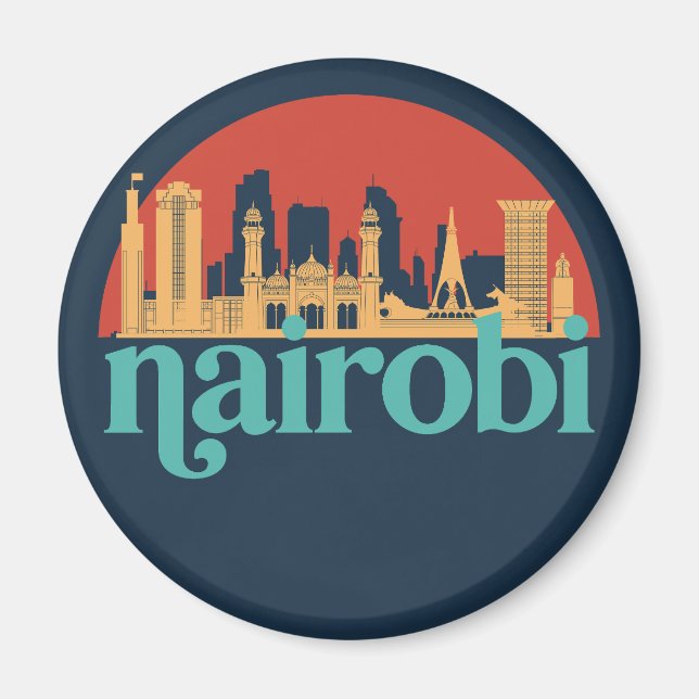 Nairobi Kenya City Skyline Vintag Citycape Magnet (Vorne)
