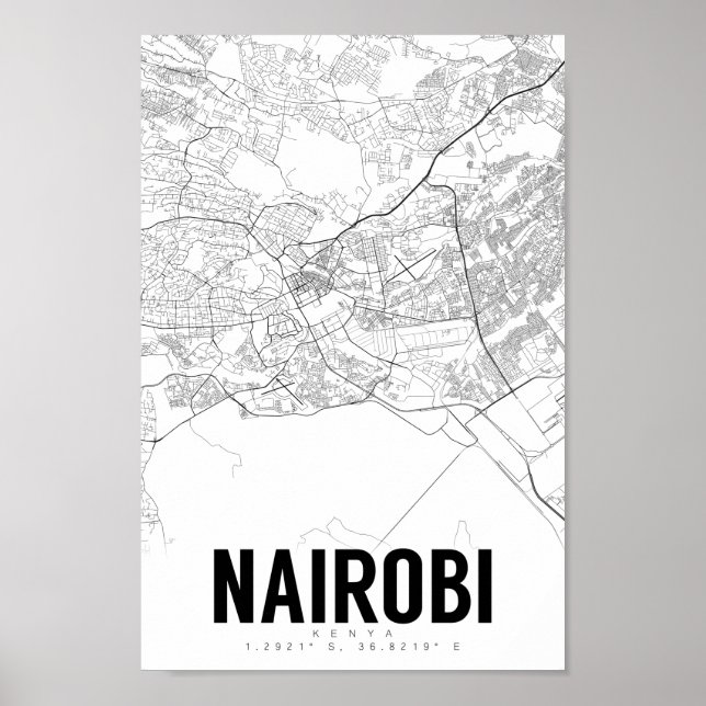 Nairobi Kenya Minimalistisch Map Art Poster (Vorne)