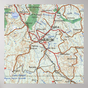 Nairobi Kenya Topografische Karte Poster