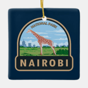 Nairobi Nationalpark Giraffe Reise Kunst Vintage Keramikornament