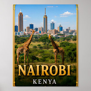 Nairobi-Silhouette und Wildlife-Abenteuer Poster