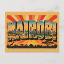 Nairobi Skyline Savanne Vintage Reise Kunst