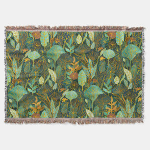 Naive Art Lush Garden Tapestes in Grün und Blau Decke