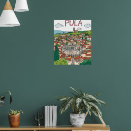 Naïve Art Pula Arena Print – Historic Landmark Art Poster