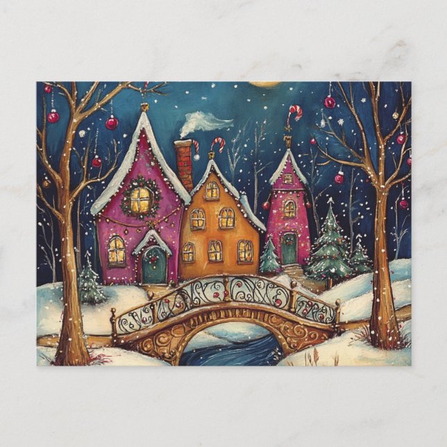 NAIVE ART Weihnachtskarte Postkarte (Vorderseite)