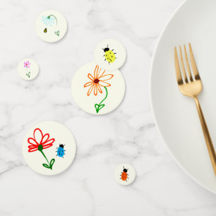 Naive Garden Party Set Farbenfrohe Bugs und Blume Konfetti