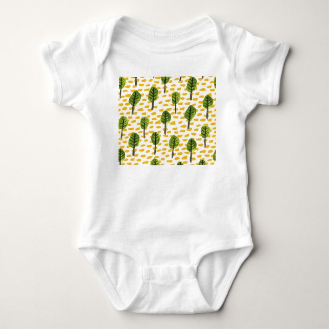 Naive Green Black Tree Muster Baby Strampler (Vorderseite)