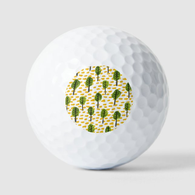 Naive Green Black Tree Muster Golfball (Vorderseite)